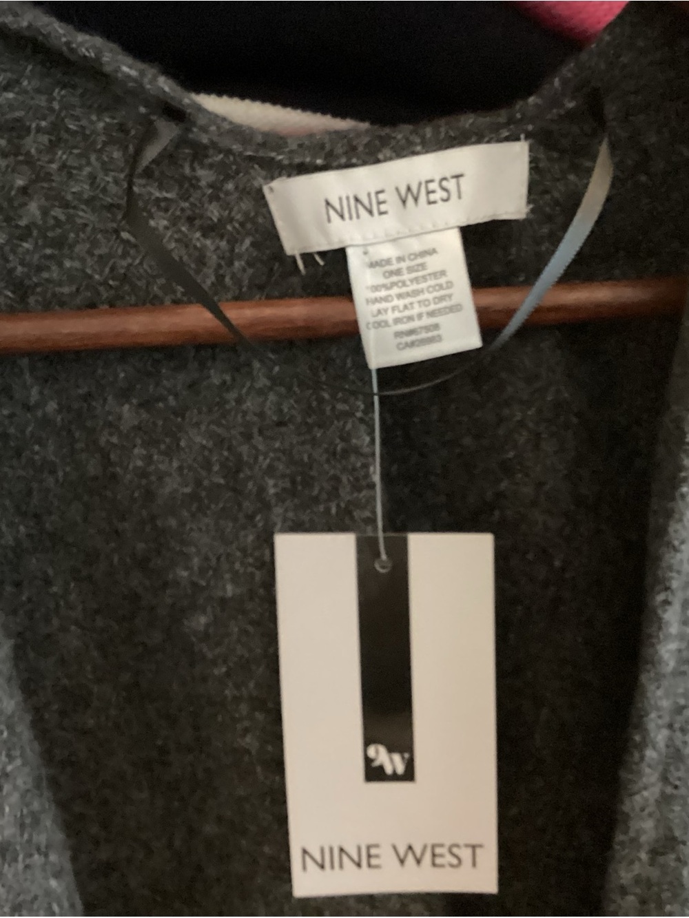 Nine West Gray & Charcoal Open-Front Knit Poncho - Picture 2 of 4